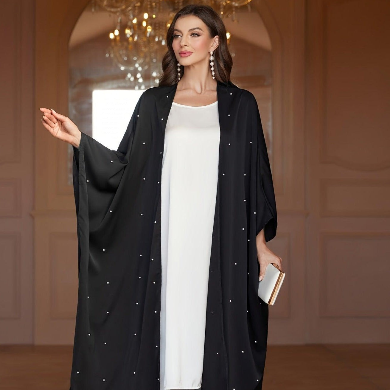 Batwing Sleeve Modest Dress, Modest Beaded Abaya - Zooni Group