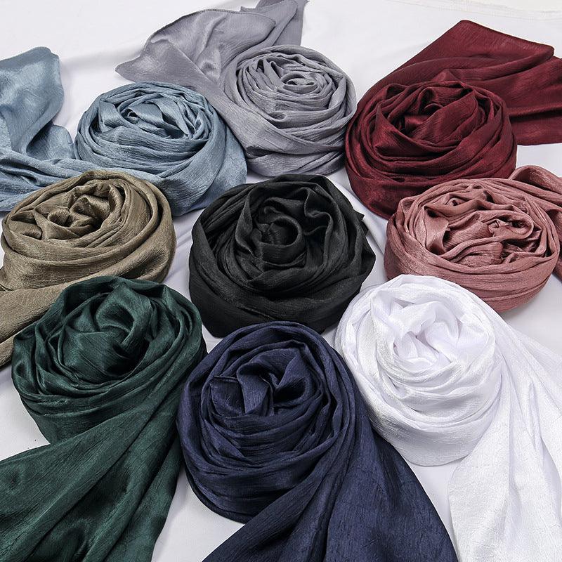 Satin Pleated Women's Scarf Headscarf